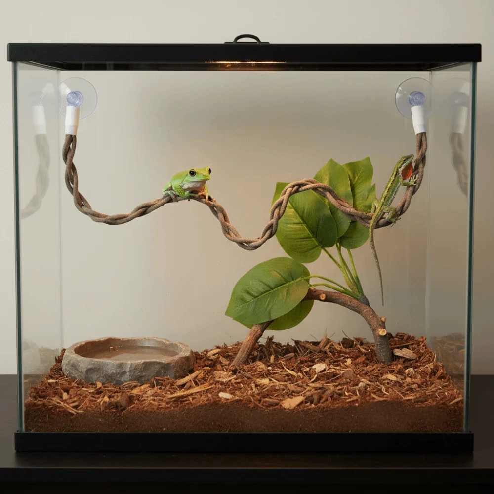 

Suction Cup Lizard Hammock Simulated Tree Vine Hanging Swing Snake Climbing Rope Stability Reptile Vines Habitat