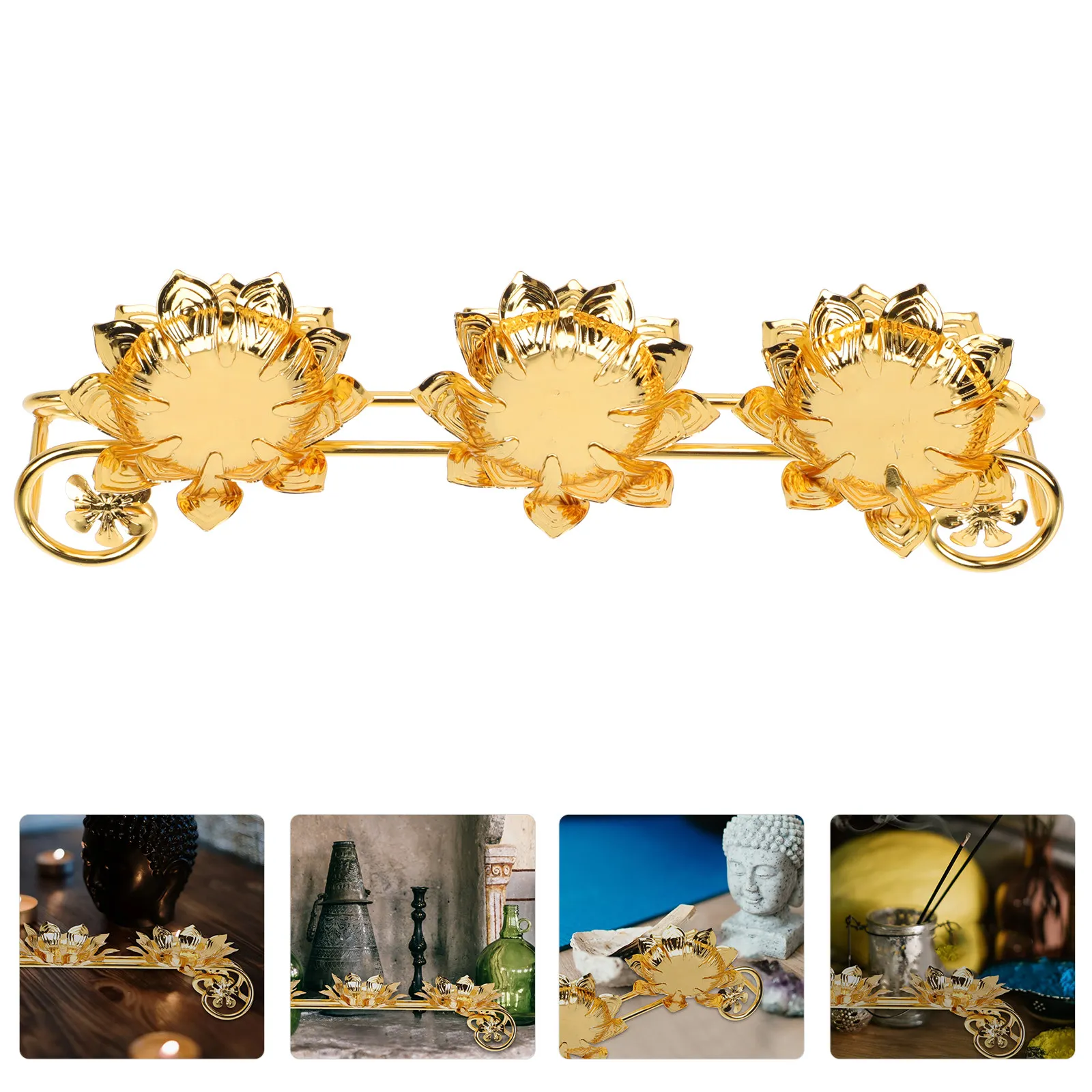 

1Pcs Lotus Candlestick Delicate Metal Buddhist Candleholder Decorative Light Base Relaxing Home Temple Decor Unique Lotus Design
