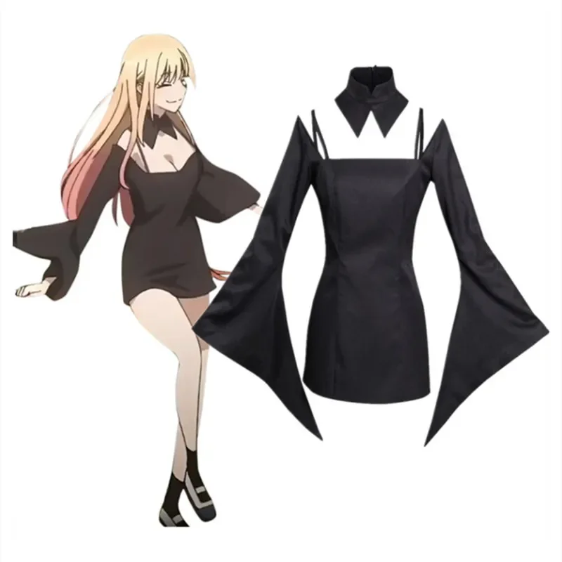 Disfraz de Anime My Dress-Up Darling Marin Kitagawa, uniforme, trajes de Halloween, Carnaval, traje negro