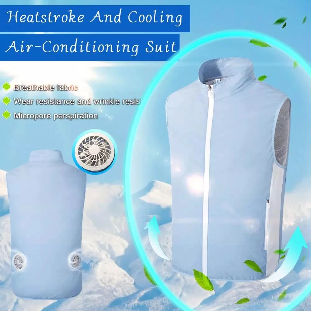 

Men Summer Air Conditioning vest Fan Cooling Vest USB Charging outdoor vest summer sport man vest travel