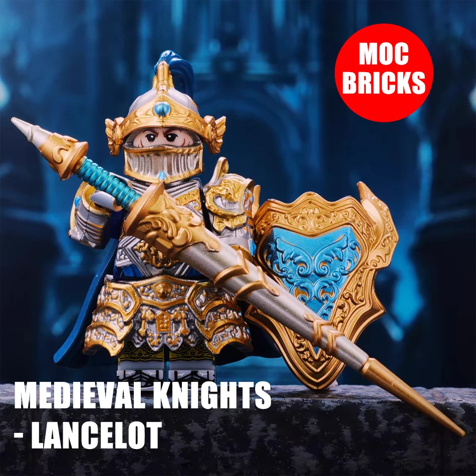 

MOC Bricks Medieval Lancelot Knights Building Blocks Military Armored Soldier Mini Action Figure Toys Assemble Bricks Kids Gifts