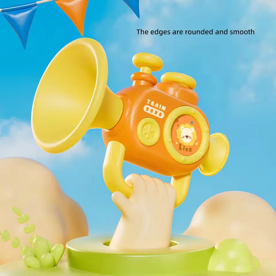 Baby Early Learning Whistle Musical Instrument Trumpet Toy Speech Enhancement Cartoon Hanging Rope for Kids Musical Play Gift
