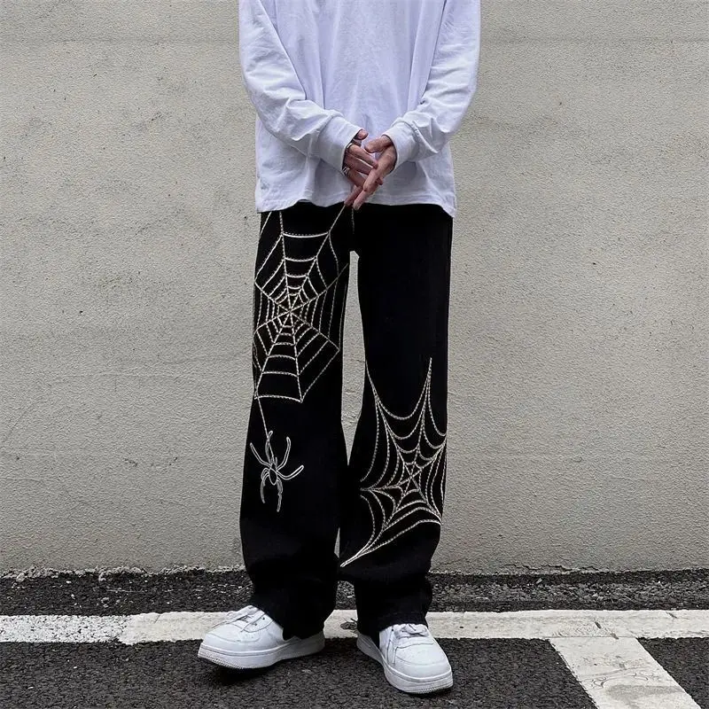Men Women Hip Hop Straight Long Pants Spider Web Spider 3D Print Quick Dry Trousers Streetwear Loose Casual Wide Leg Sport Pants