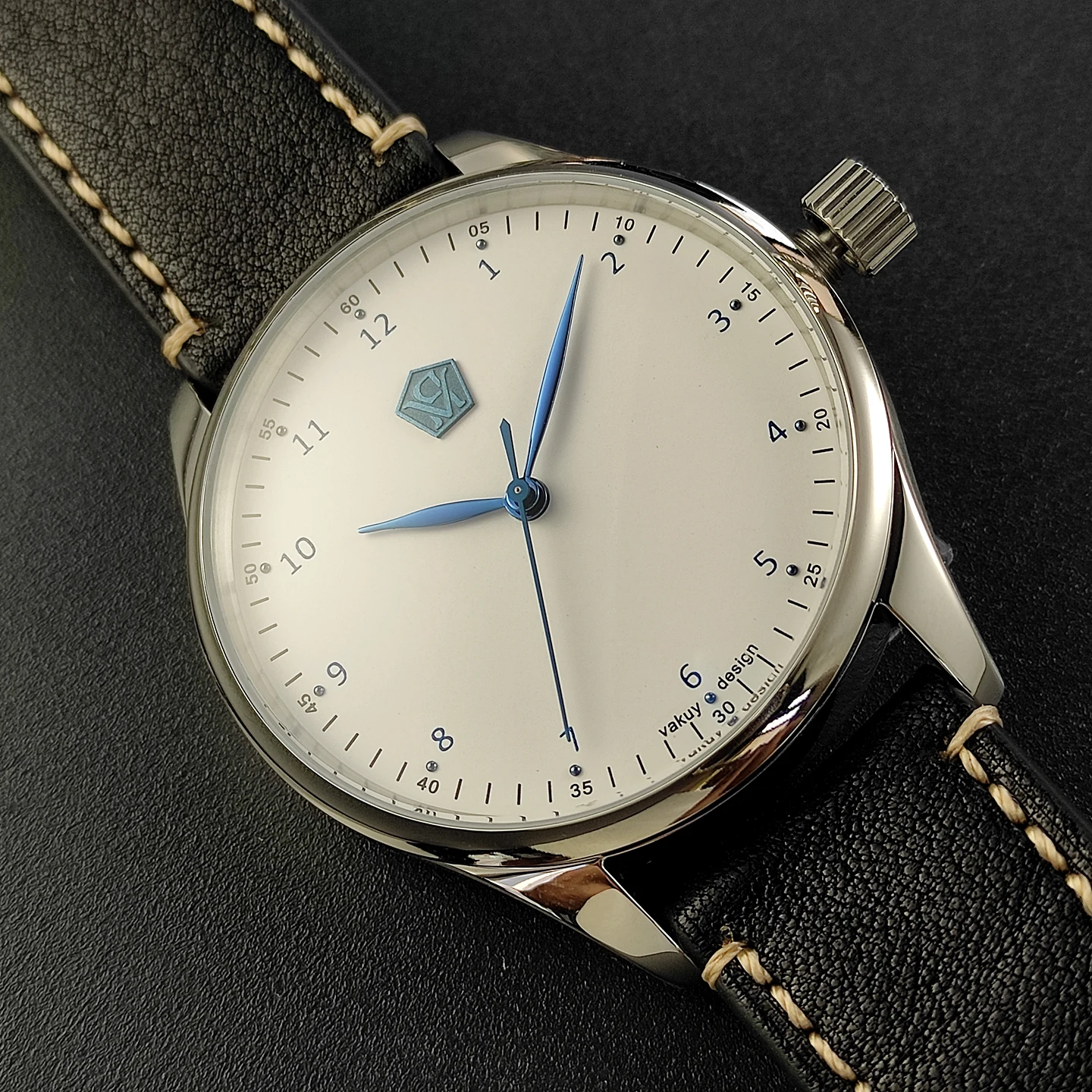 

Автоматические механические часы Vakuy, 40 мм, с механизмом Seiko NH35, используемые деловые синие стрелки, мужские водонепроницаемые часы из натуральной кожи