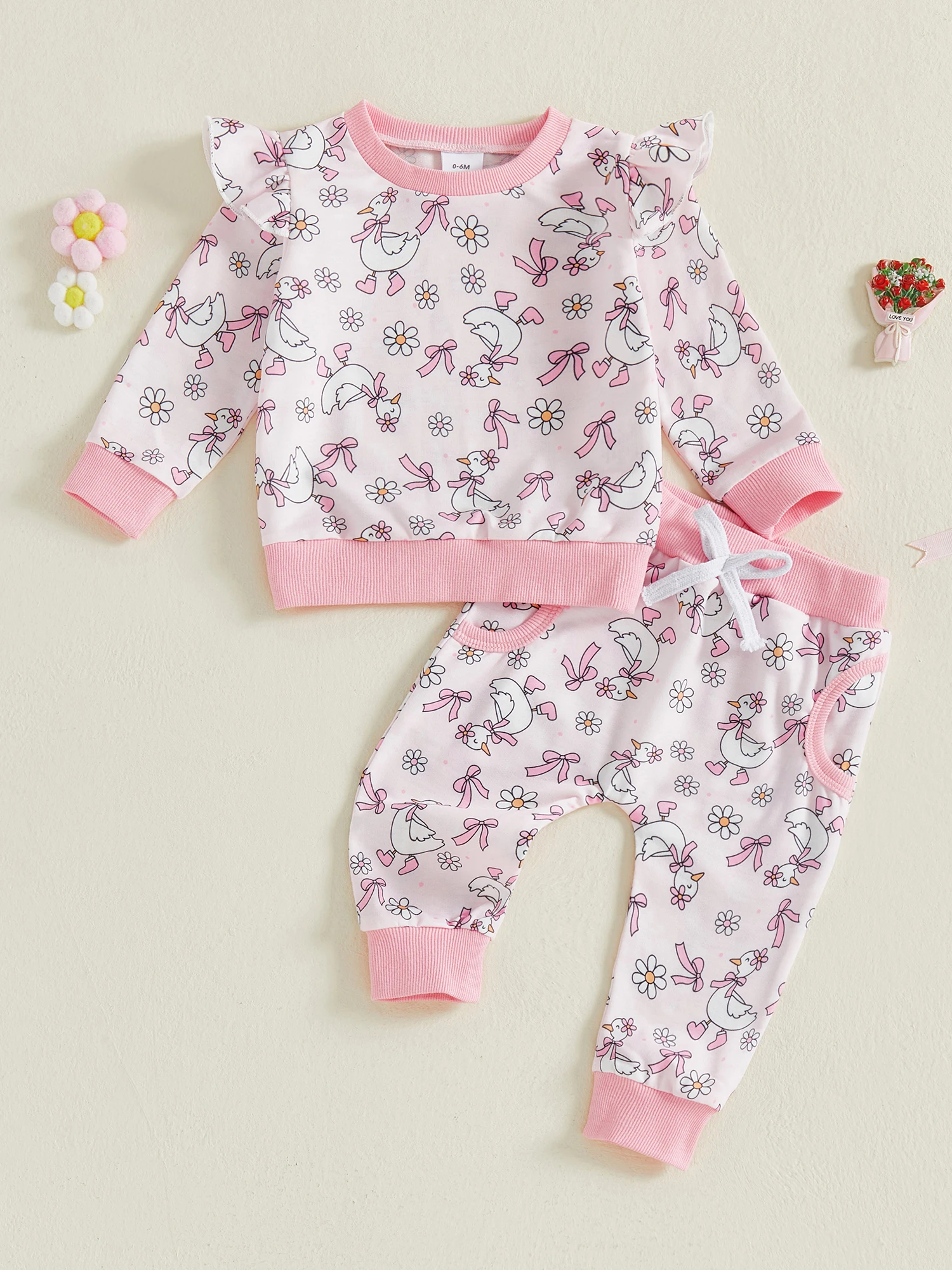 

Милая осенняя одежда для маленьких девочек, свитер с рисунком в виде пончика, круглый вырез и комплект брюк с эластичной резинкой на талии на осень