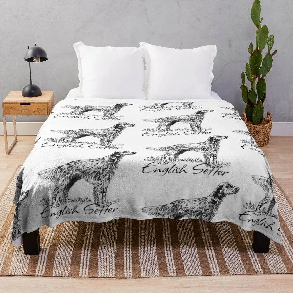 

ENGLISH SETTER - logo Throw Blanket Cozy Napping Blanket Gift for Mom Dad
