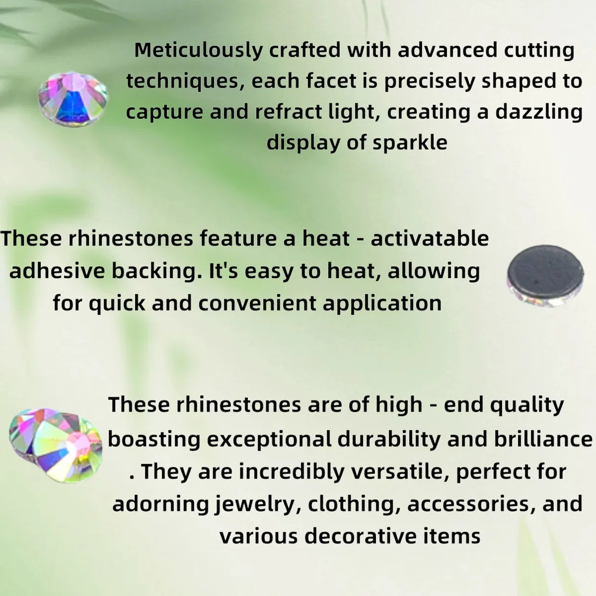 Glitter Crystal AB Round Glass Flatback Self-adhesive Rhinestones Various Sizes Hotfix Crystal For Needlework Wedding Dress DIY
