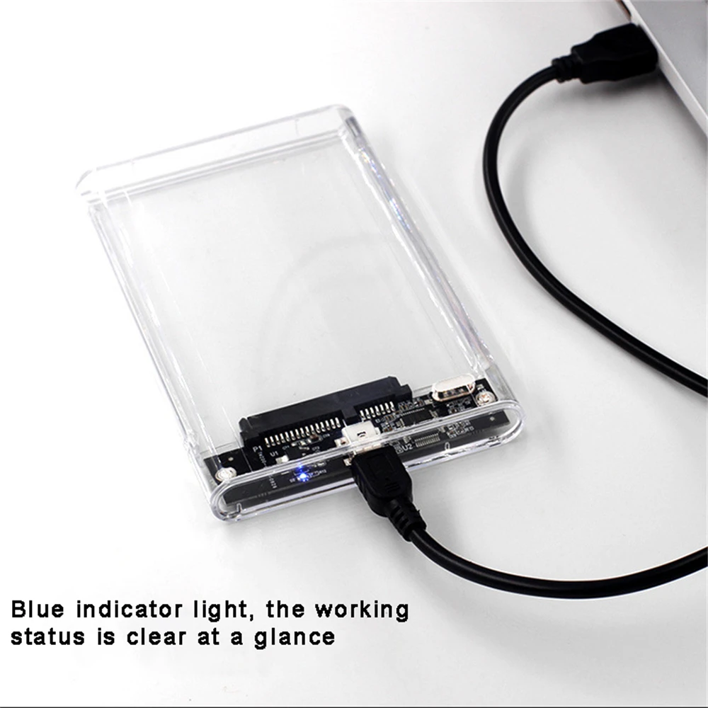 Boîtier Externe Transparent USB 3.0 Pour Disque Dur 2.5" SATA HDD/SSD - Anti-poussière, Garantie 1 Mois