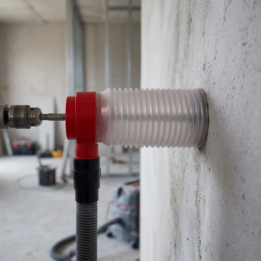 Drill Dust Collection Cover for Electric Hammer Designed for Indoor Use Where Airborne Particulates Are a Concern
