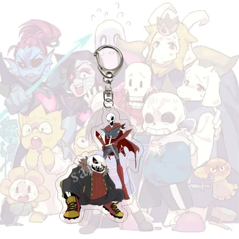 Undertale พวงกุญแจผู้ชาย Sans Key Chain ผู้หญิงอะคริลิครถคอสเพลย์ญี่ปุ่น Key แหวน Papyrus จี้สำหรับเด็กของขวัญ Undyne เครื่องประดับ