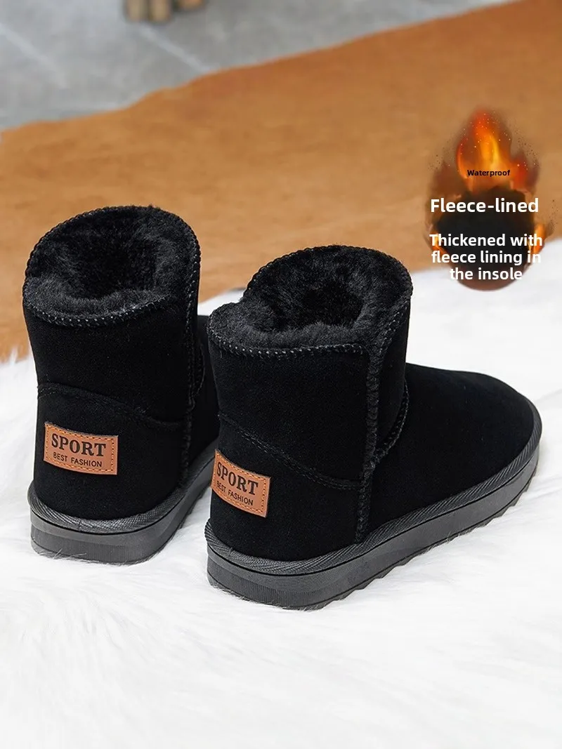 

Thickened Fleece Lined Winter Snow Boots Men's Waterproof Non-Slip Cotton Shoes Bread Boot Style Casual Short Tube Boots