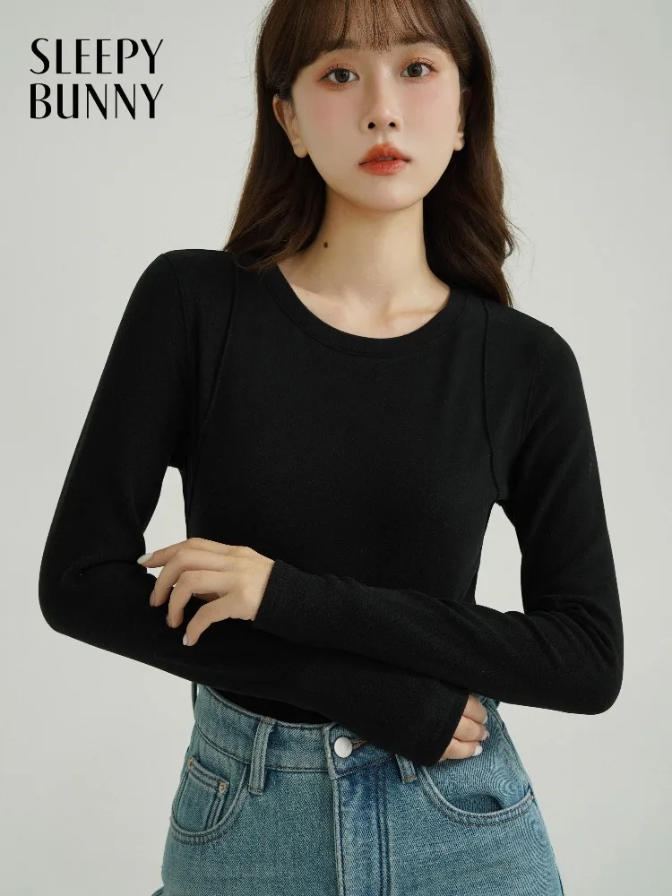 

Lady Warm Fleece Lined T-Shirt Women Long Sleeve Thermal Top Soft Slim Fit Round Neck Base Layer for Cold Weather Layering