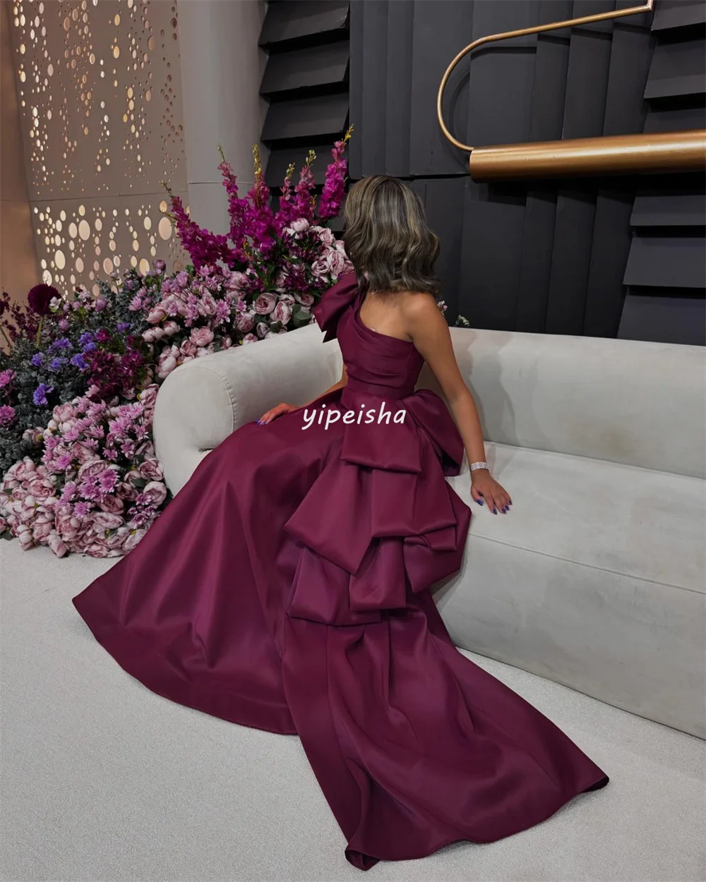 Customized Modern Style Exquisite Pleat Ruched A-line One-shoulder Long Dresses Bespoke Occasion Dresses Sizes Available Elegant