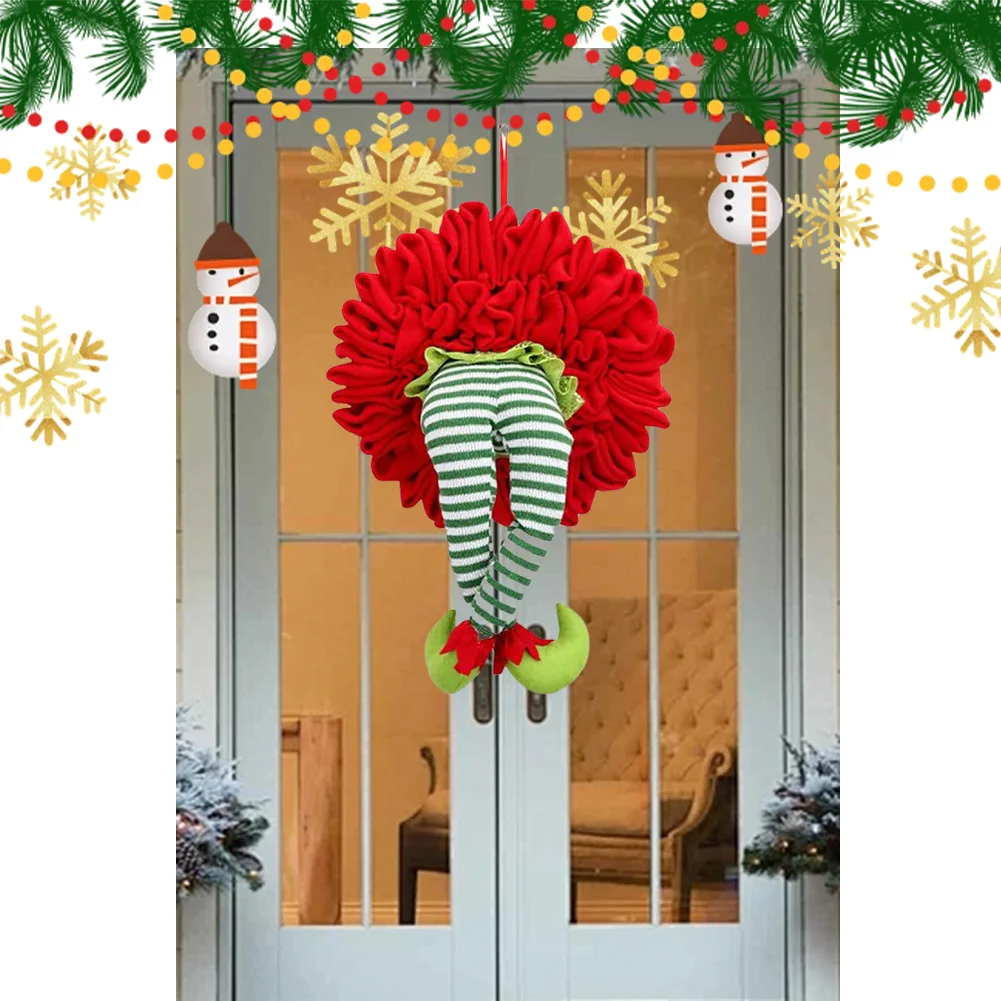 

Christmas Elf Leg Wreath Christmas Thief Wreath Xmas Tree Topper Garland Ornaments Elf Legs Garlands for Front Door