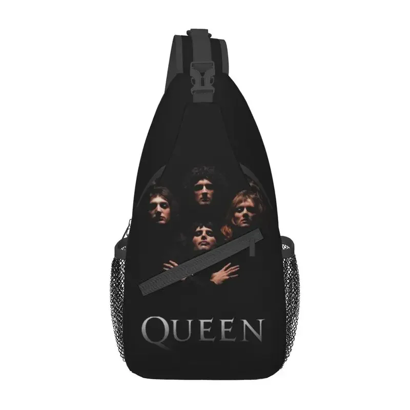 Freddie Mercury Queen Band Sling Crossbody Backpack Men Custom Shoulder Chest Bag for Cycling Camping Daypack