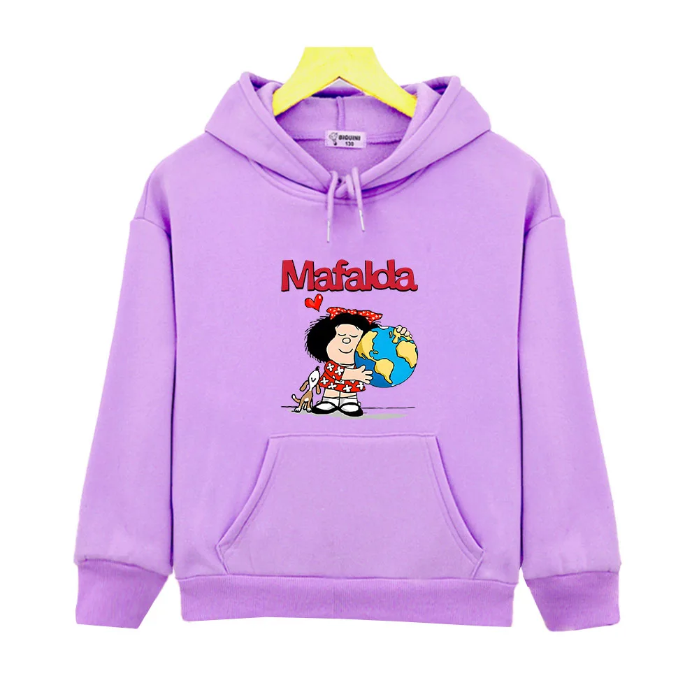 Kids Mafalda Hoodies for Teen Girls Kawaii Graphic Anime Sweatshirts Baby Boy Clothes Children's Clothing Hoody Long Sleeve Tops
