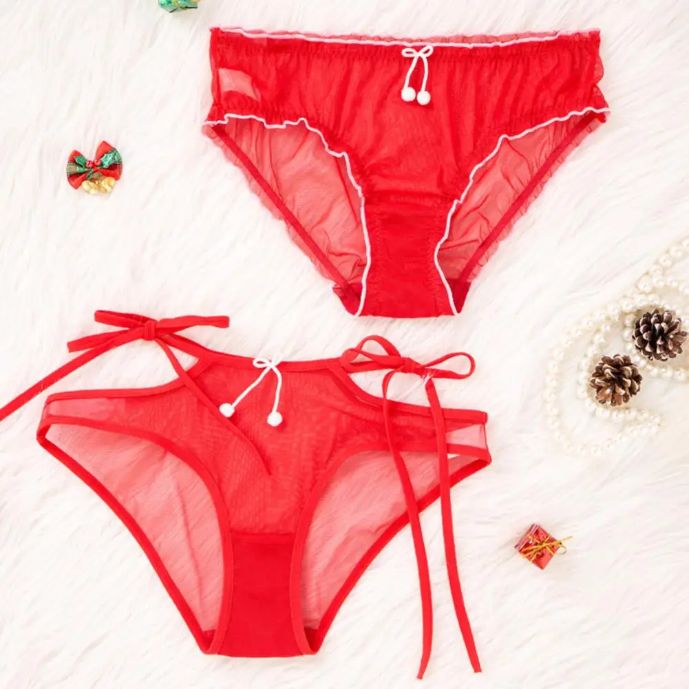 Women's Underwear Sexy Sheer Mesh Underwear for Women Seamless Low Rise Panties Breathable Soft See-through Briefs in Red Women
