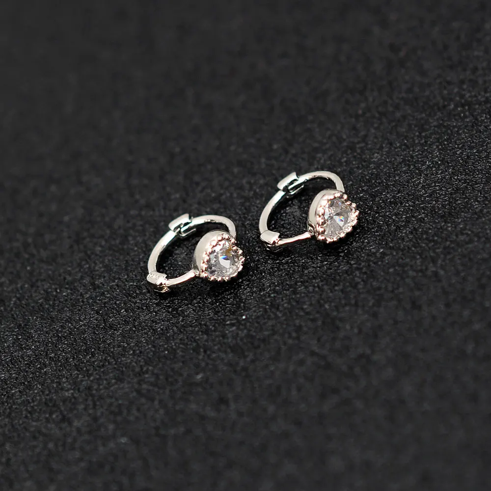 Huggies Earrings Purple white Green Blue Red Square Heart Silver Color Small Hoop Earrings for Women Girls Wedding Jewelry