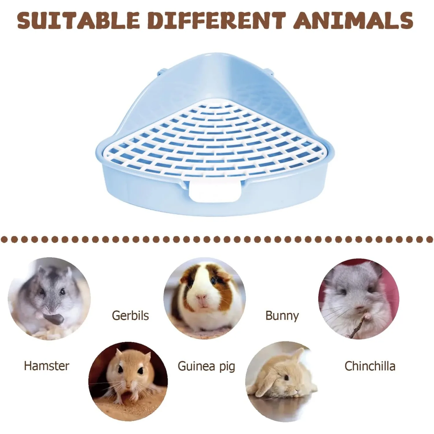 Kaninchen-Wurfkasten, Hasen-Eck-Toilettenkasten für Hamster, Frettchen, Ratte, Käfigpfanne, 9,9 x 19,1 x 19,1 cm, für Kleintiere, Trainerablage