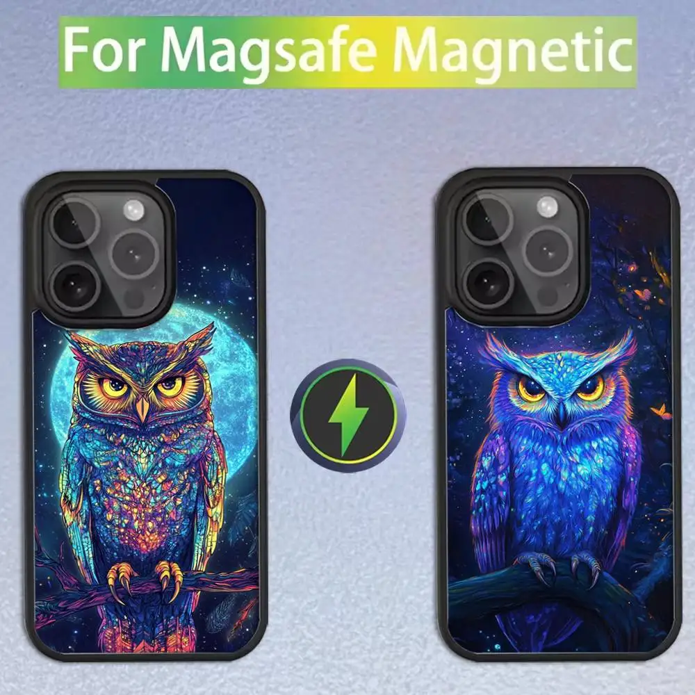 

Милый чехол для телефона C-Colorful Owl B-Bird для iPhone 17,16,15,14,13,12,11, Pro, Max, Plus, Mini, SE Magsafe с магнитной беспроводной зарядкой
