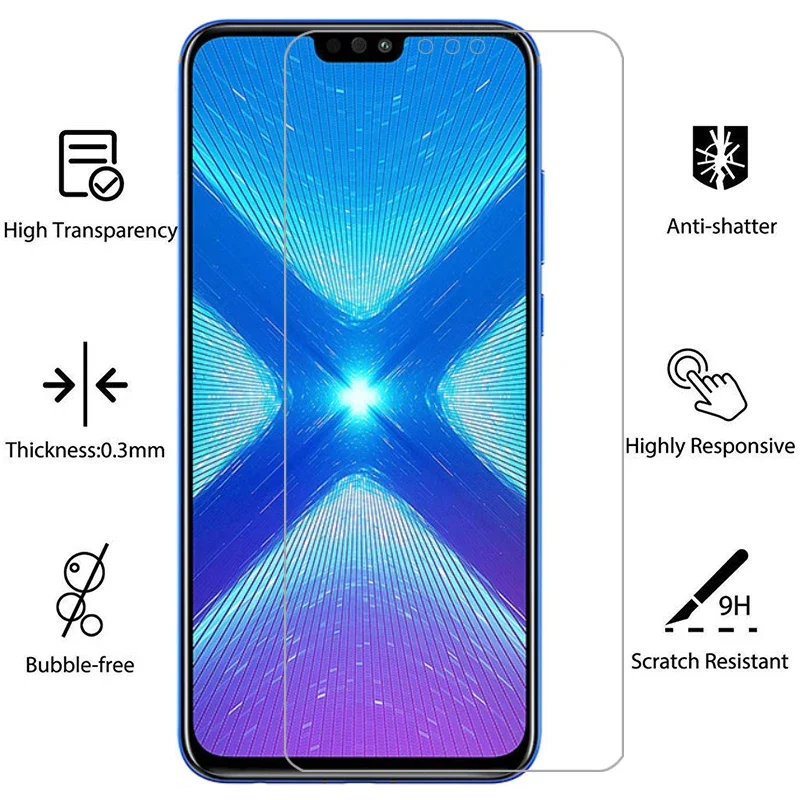 protective tempered glass for huawei honor 8x screen protector on honor8x 8 x x8 film huawey huwei hawei honer onor honr 6.5 9h