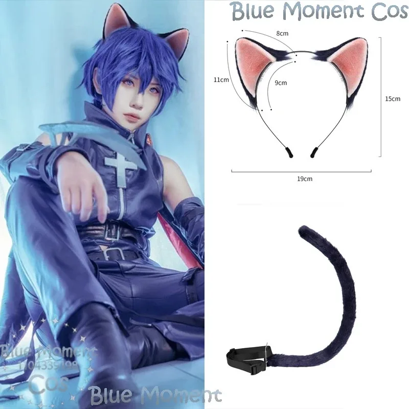 DY20 Tsukiyomi Ikuto Anime Shugo Chara Cosplay Rekwizyt Niebieski Kot Uszy Zwierzęce Ogon Zestaw Futrzany Męski Halloween Party Play Roleplay Customi