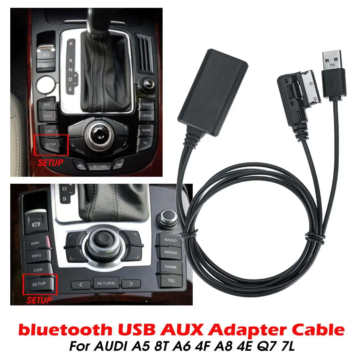 Car Audio Bluetooth HIFI Cable LED Indicates USB AUX In Adapter Microphone For Audi A5 8T A6 AMI MMI 2G