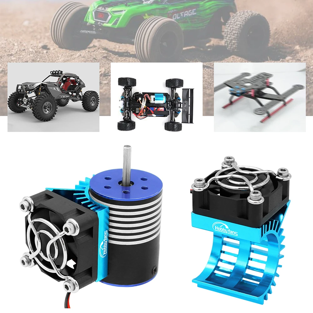 Electric Motor Heat Sink with 5V Cooling Fan for 1/14 1/16 1/18 370 380 390 RC Car for 2838 2858 2845 Brushless Motor