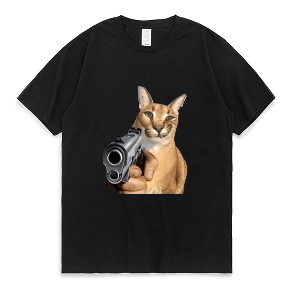 Funny Big Floppa Gun TShirt for Men Summer Fashion Short Sleeve Tshirts  Women Streetwear Full of Personality Hip Hop T Shirt