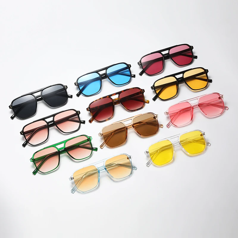 

Classic Retro Oversized Pilot Sunglasses Women Vintage Double Bridge Big Oval Sun Shades Glasses Unisex Yellow Lens Eyewear