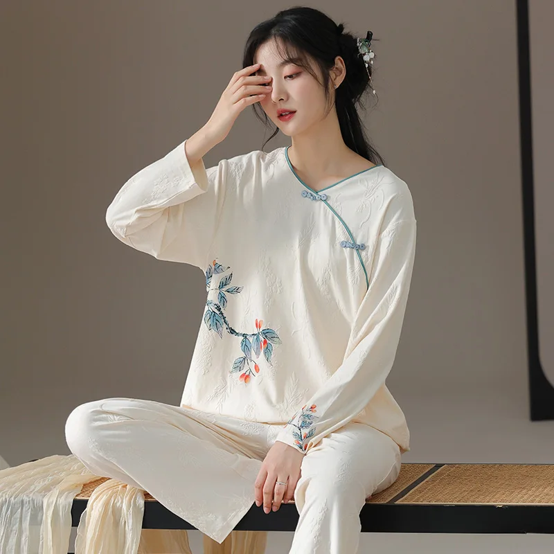 Cotton Women's Pyjamas Autumn Winter Women Pajamas Set Long Sleeve Casual Soft Female Homewear Sleepwear M-XXL