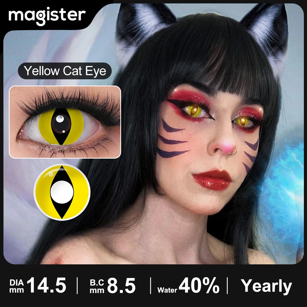 1 Pair Halloween Color Contact Lens Manson Cosplay Contact Lens Yellow Manson Cosplay Lens Red Cat Eyes Costume Contact Lenses