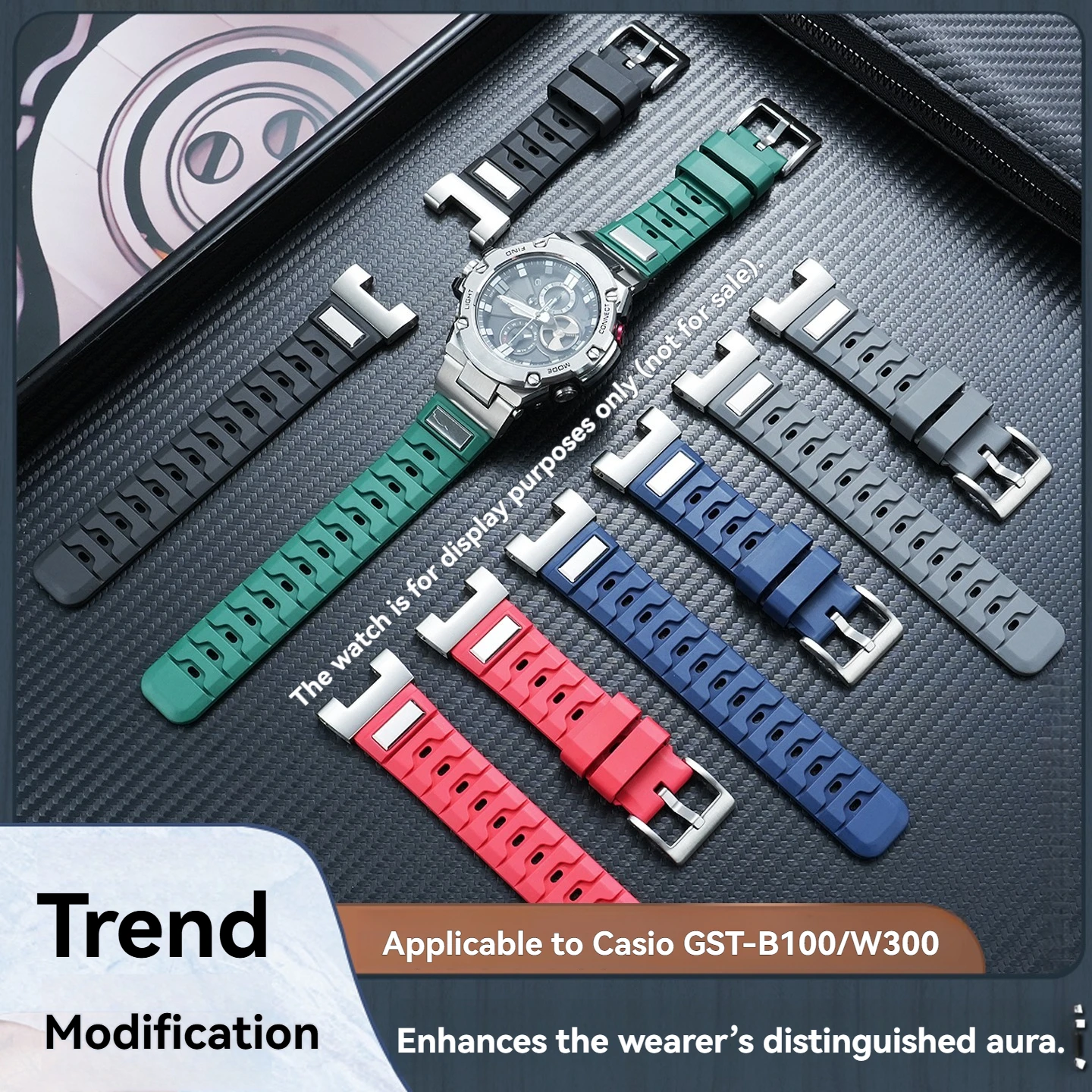 Подходит для Casio GST-B100/S110/W300/410/S310. Мужской ремешок для часов из фторкаучука Heart of Steel.