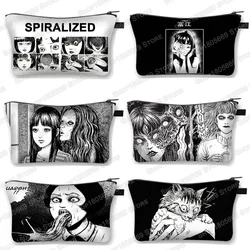 Horror Manga Print Cosmetic Case Tomie Spiralized Women Makeup Bags Lipstick Toiletry Bag Girls Mini Handbag Cosmetic Bag