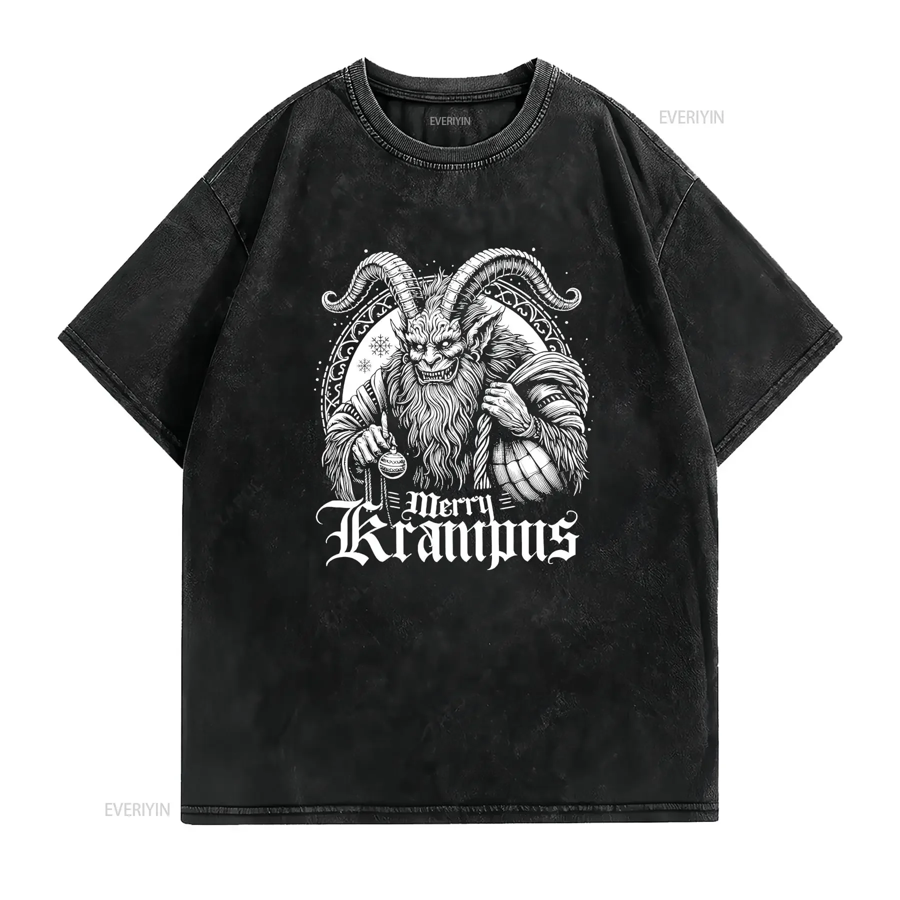 Merry Krampus Christmas T Shirt black tee Party Happy New Year alternative Horror Under 25 vintage Washed Comfortable graphic