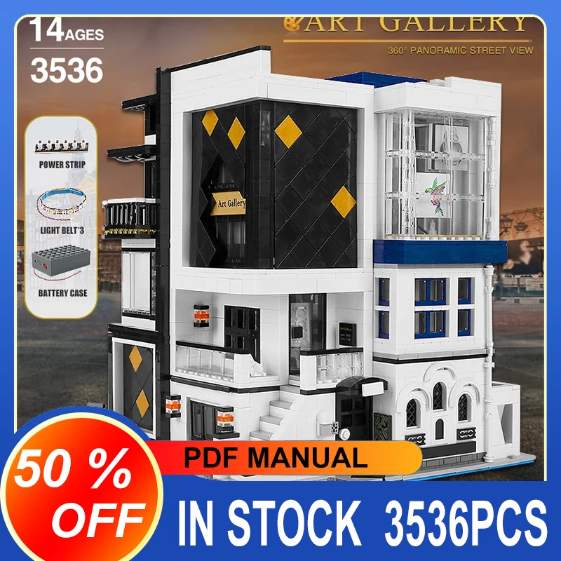 

MOULD KING 16043 Streetview Building Blocks MOC-67005 Art Gallery Showcase Model With Led light bricks Kids Toy Christmas Gift