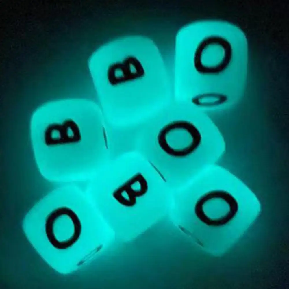 50Pcs 12mm Glow In the Dark English Alphabet Letter Beads Luminous Silicone Letters Beads for Baby Teething Chew Toy Shower Gift