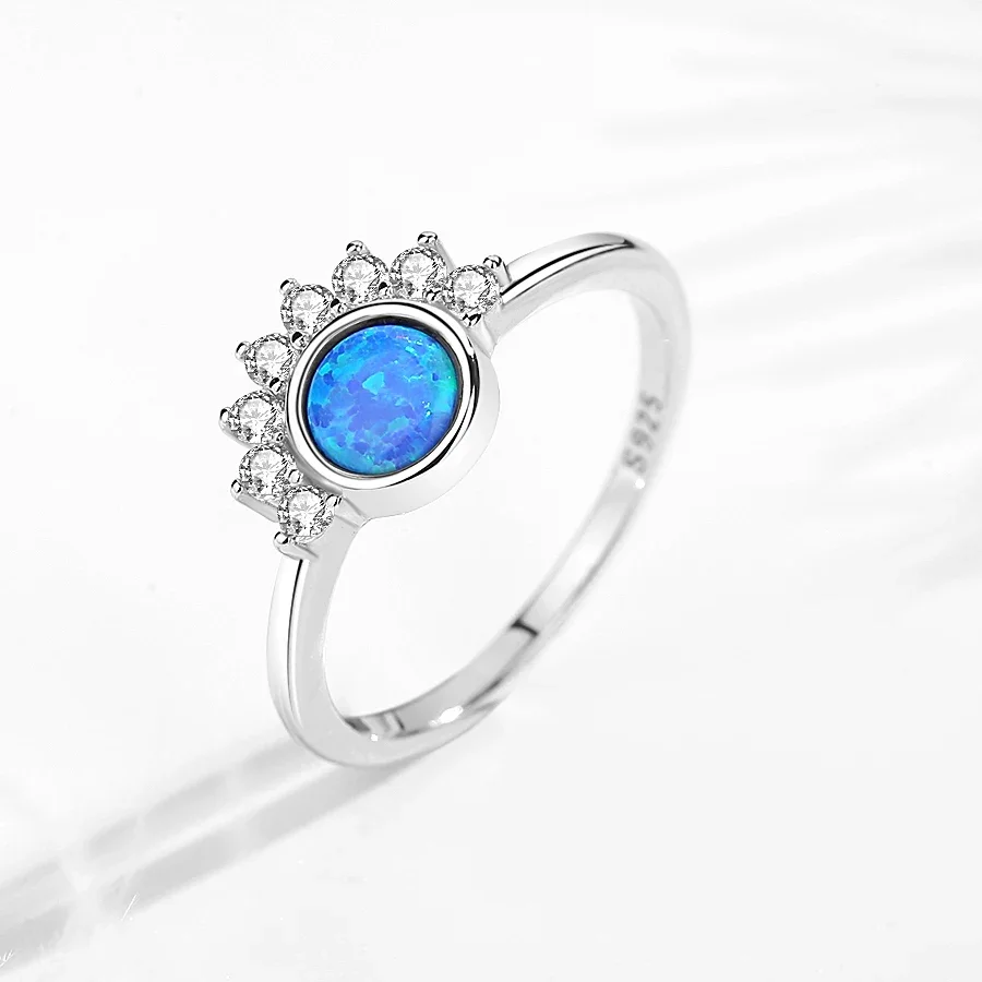 Kaletine 925 Sterling Silver Boho Midi Moon Heart Pearl Rings for Women Opal Crystal Finger Ring Female Wedding Jewelry Gifts