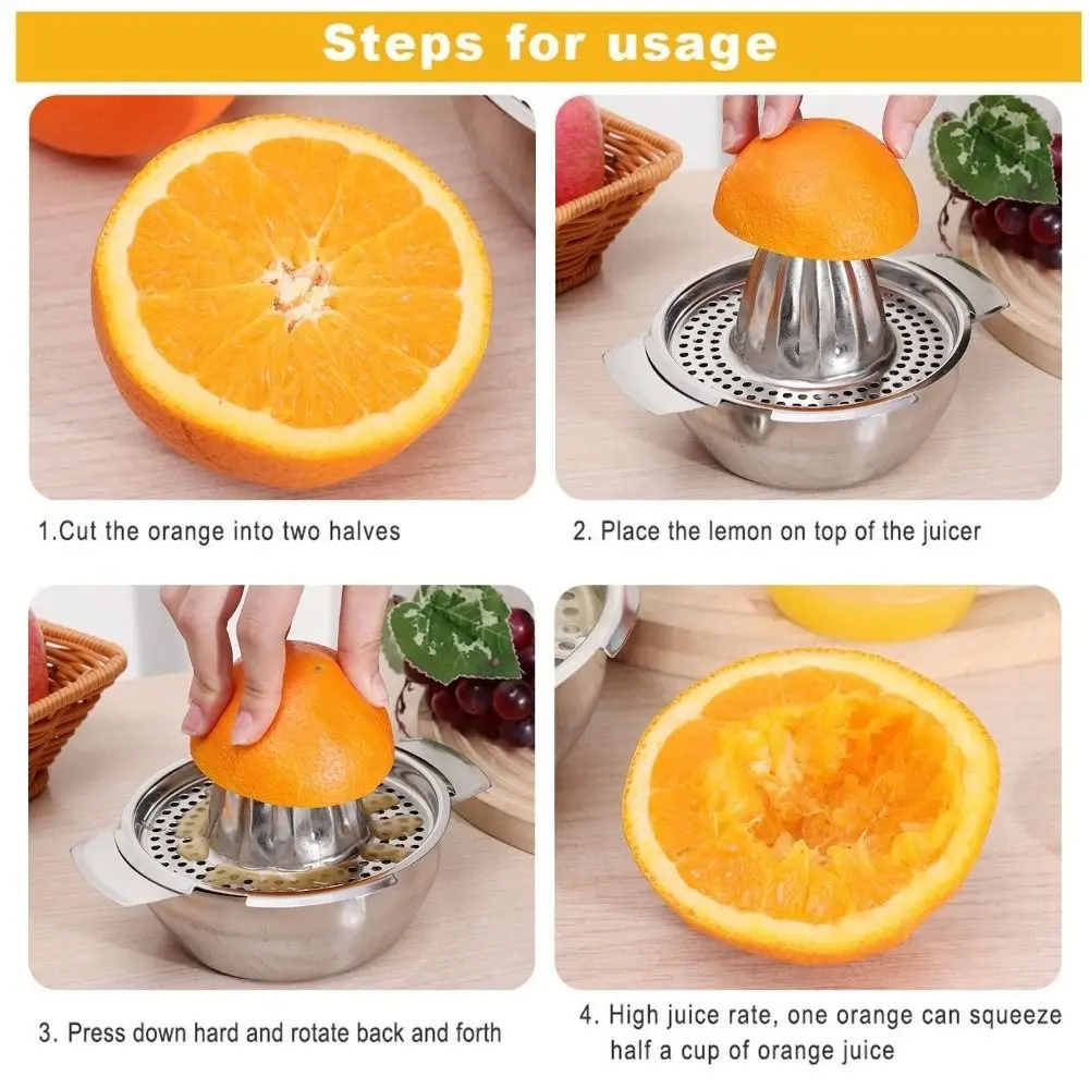 

Соковыжималка из нержавеющей стали 304, лимон, апельсин, ручная фруктовая с чашей, съемная соковыжималка ручного прессования, фильтр, коническая головка