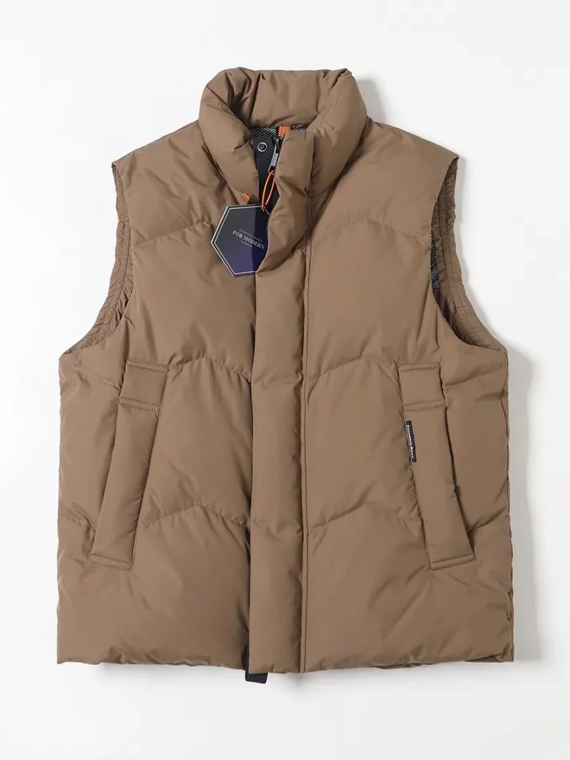 

Men's Casual down Vest Faionable Svel Jaet Outerwear Warm for Autumn And Winter White Du down Loose Fit Zipper