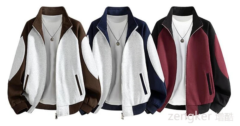 Big size Stand Collar Jacket for Spring and Autumn Trendy Youth Top Casual Versatile Outerwear Cardigan Sweatshirt 9XL 8XL