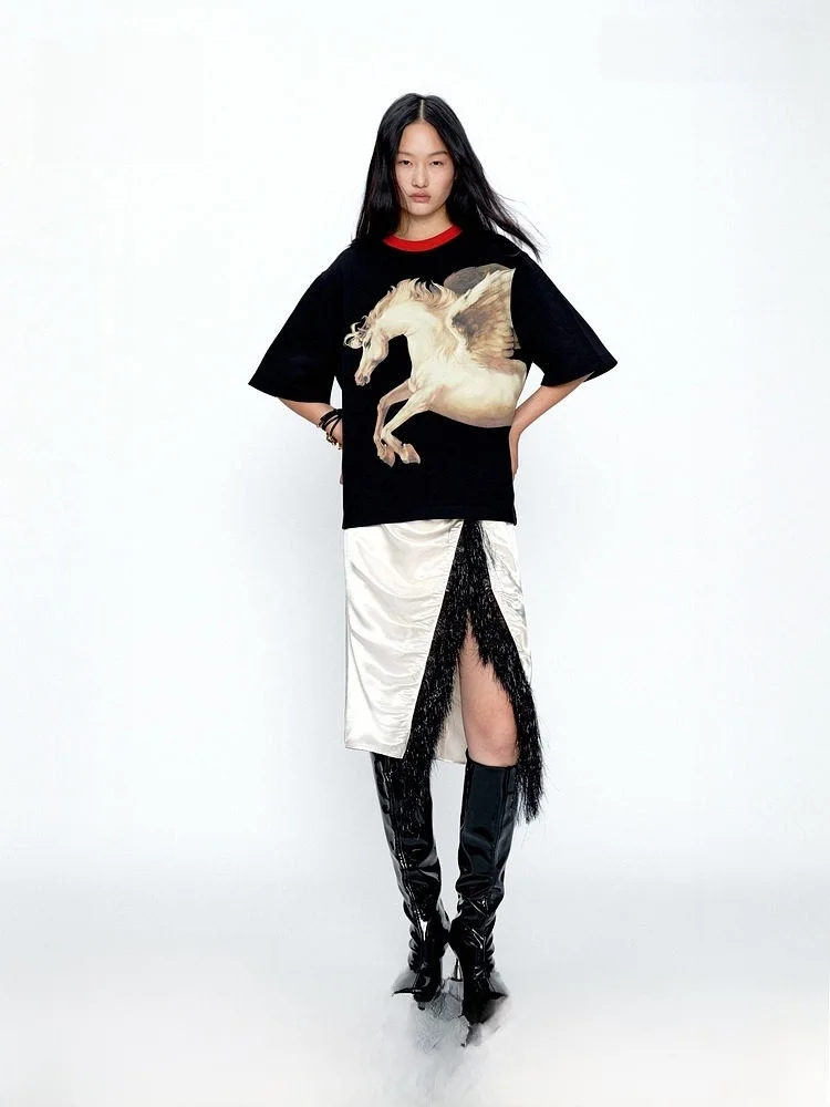 

Jacques Wei Hm Women's T-irt Spring 2026 New Year Year Oversize ort Sve Casual Sle Universal Fit Daily Wear