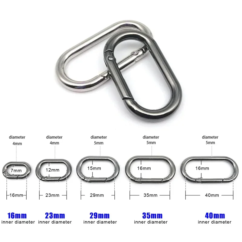 Clasp Clip Carabiner Oval Spring O Ring Openable Leather Bag Handbag Strap Buckle Connect Keyring Pendant Key Dog Chain Snap