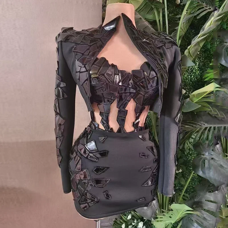 Pólo dança espelhos traje colorido lantejoulas vestidos de festa feminino palco noite roupa bar boate ds dj gogo wear