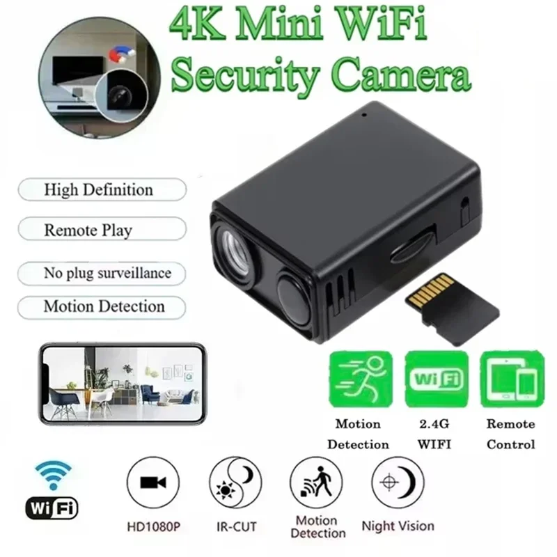 Wireless Mini WiFi Security Camera with Night Vision Motion Detection Rechargeable Battery Easy to Mount & App-Controlled