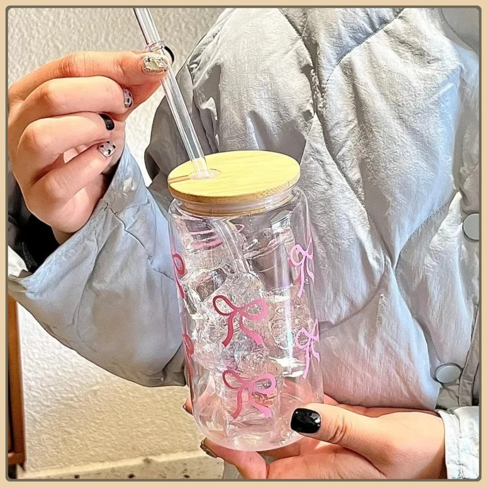 

Пластиковая чашка с милым бантом, стакан в форме баночки Mason, бутылка для воды с крышками, соломенные кофейные чашки, подарок на вечеринку для чашки сока кофе со льдом