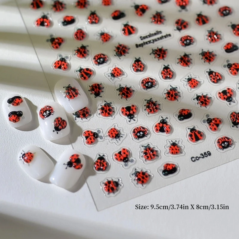1pc 5D エンボス加工カブトムシ科ネイルアートステッカー自己粘着デカールミックスデザイン昆虫ネイルかわいい夏のネイルアクセサリー