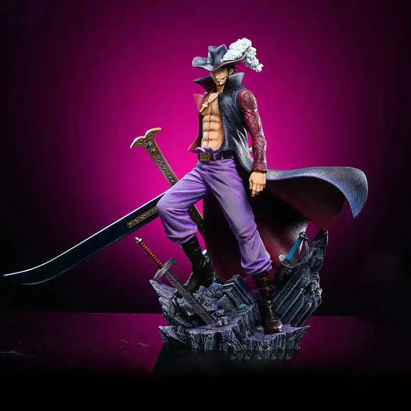 28cm Gk Dracule Mihawk One Piece Anime Figures The Knife Holding Posture To Hand Swap Desktop Statue Model Kids Toys Xmas Gift G