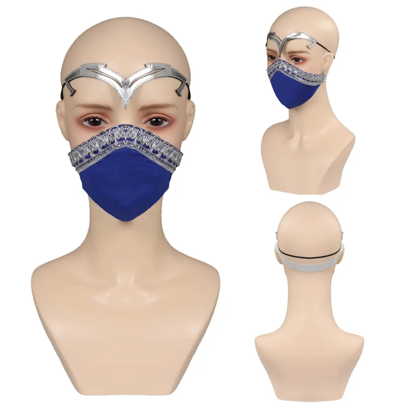 Kitana cosplay mask costume props game Mortal Kombat Fantasia blue masks headband set women Halloween Carnival party clothes