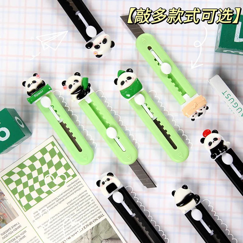 Cute Panda Paper Cutter, Utility Knife, Scissors, Cutting Paper Razor Blade, Escritório e Material Escolar, Creative, 40 Pcs por lote